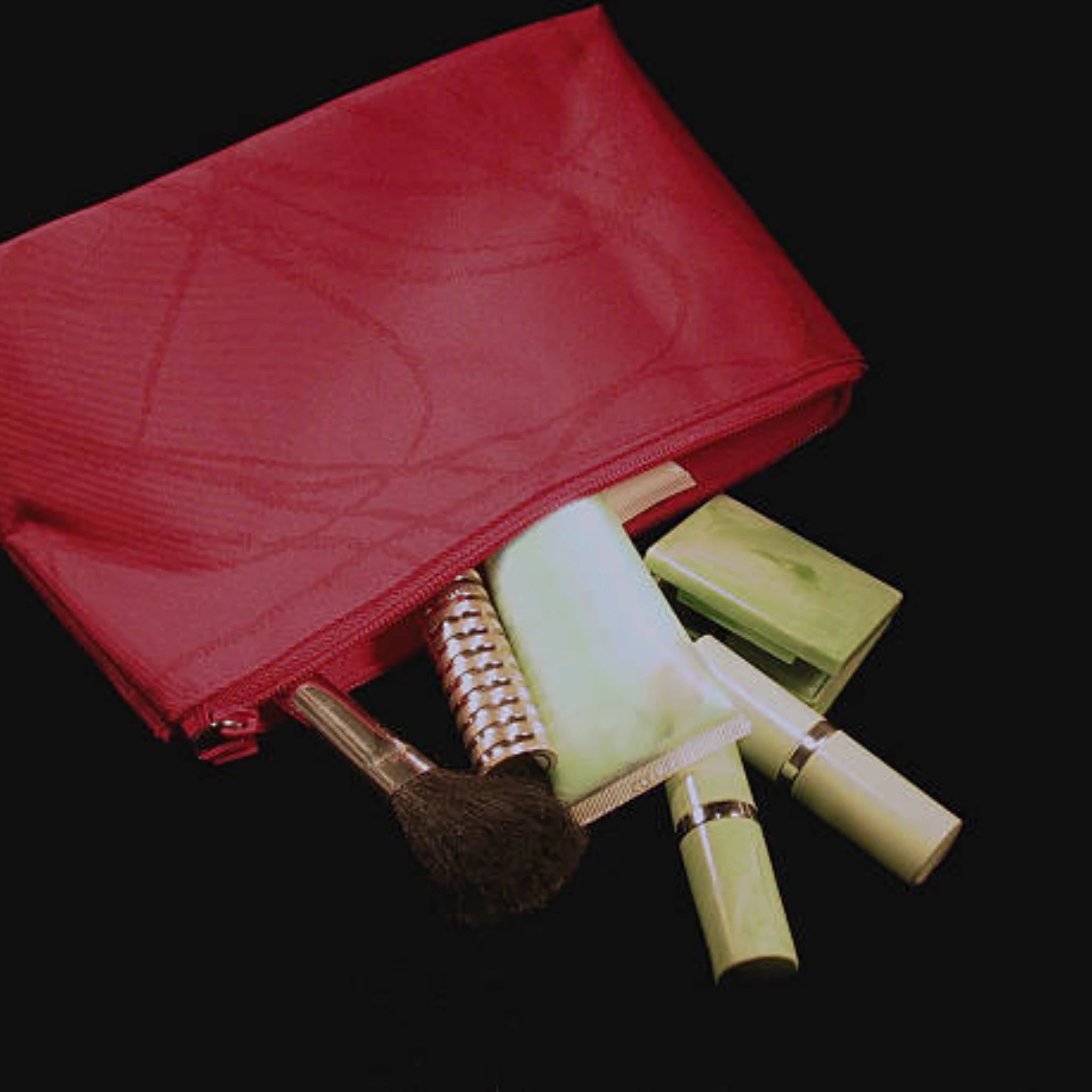 little red makeup bag