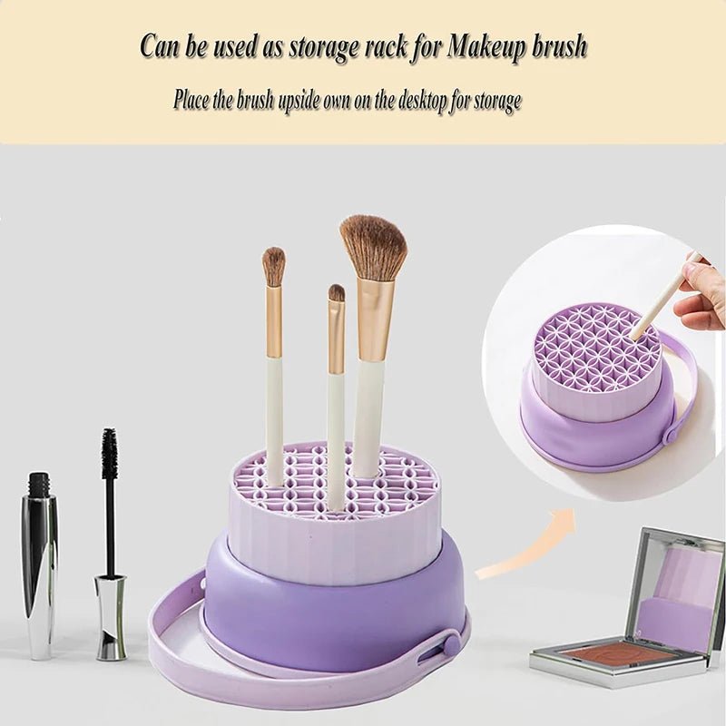 2-in-1 Brush Silicone Cleaner Drying Rack - True Colour Beauty