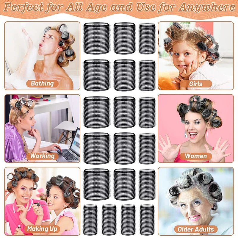 45pcs/set Black Self-Grip Hair Rollers With Clips - True Colour Beauty