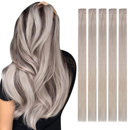 Clip-in Hair Extensions - Grey Human Hair | TC Beauty