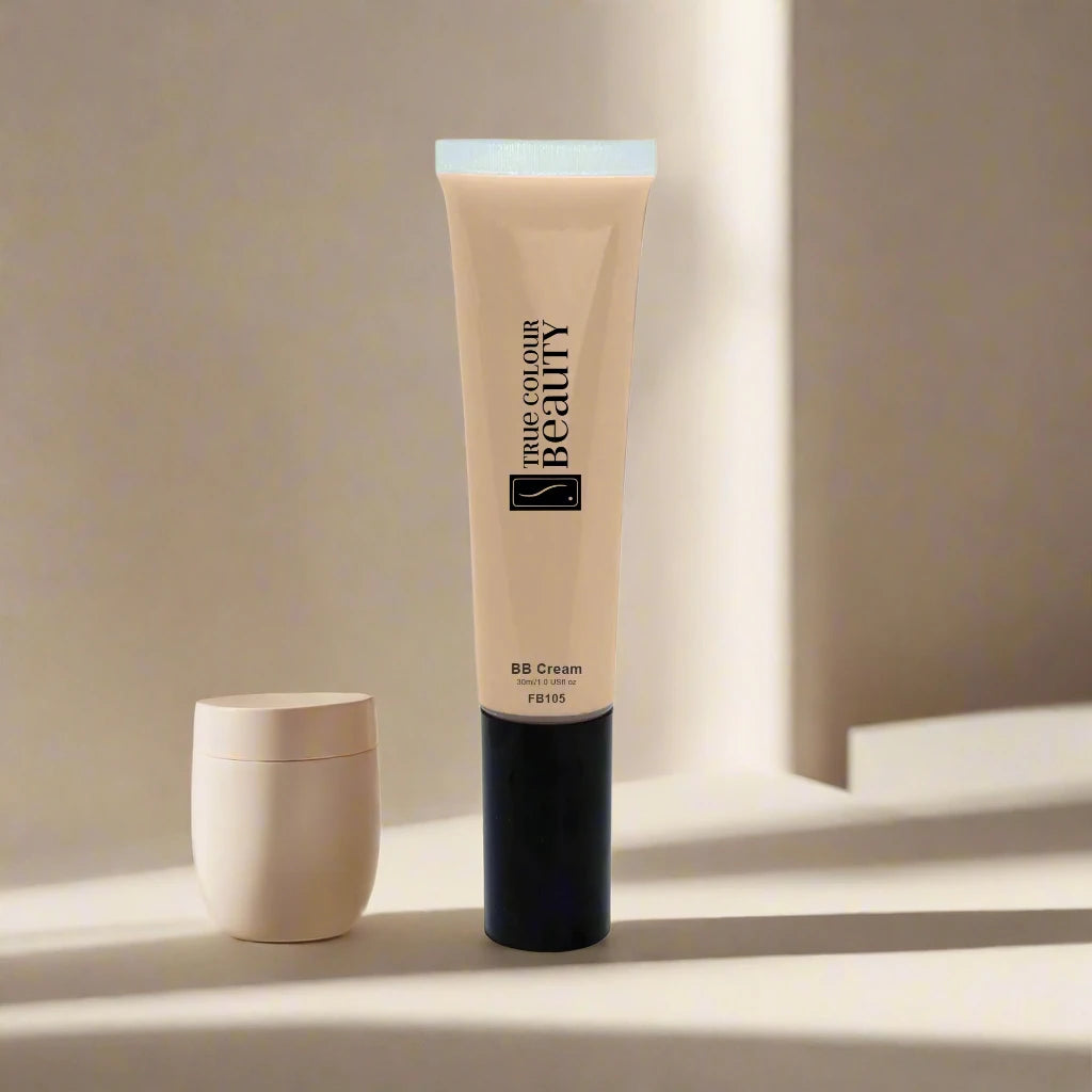 BB Cream - Vanilla bottle and container, showcasing a multifunctional skincare product for hydration and coverage, aligned with True Colour Beauty's eco-conscious, cruelty-free ethos.