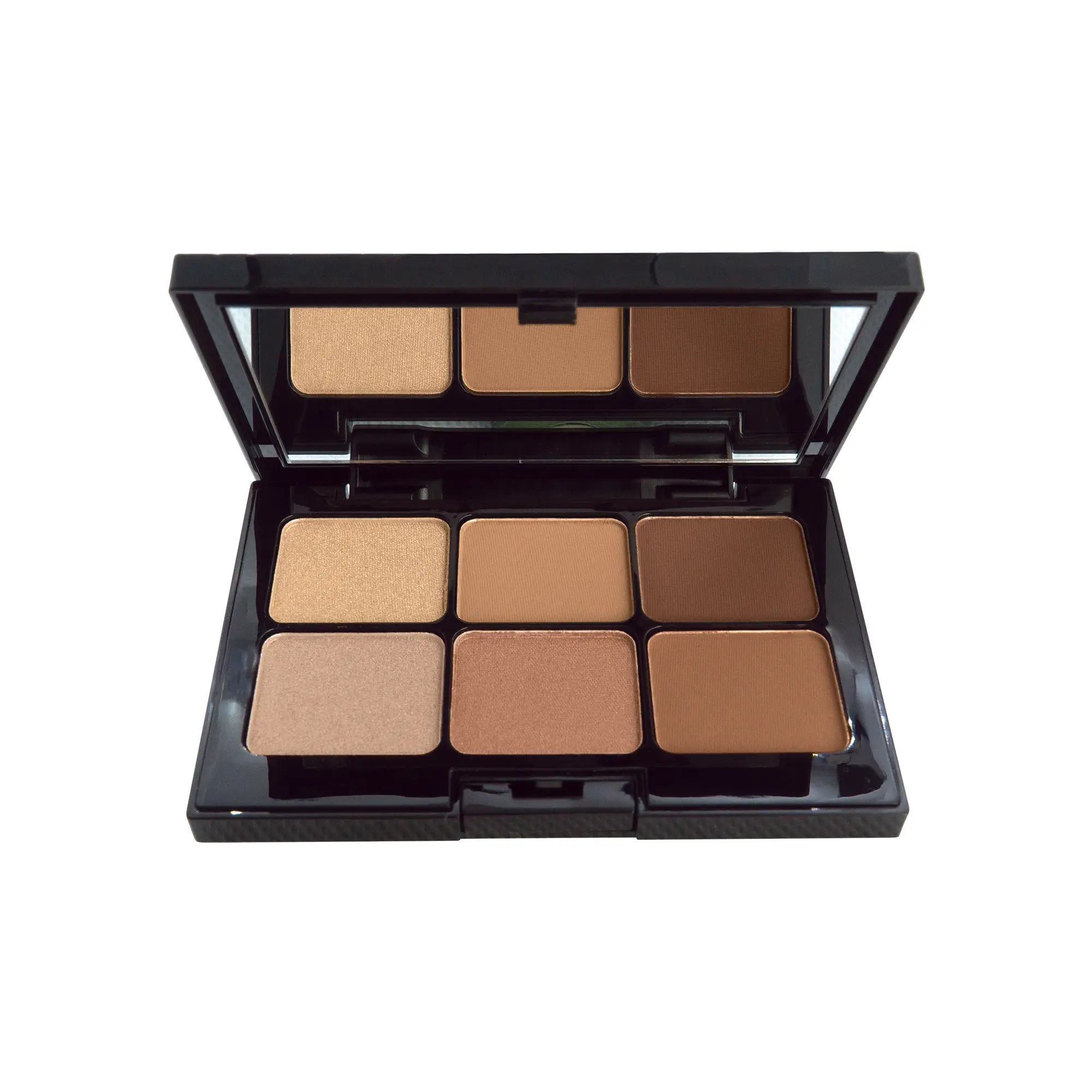 True Colour Pro Eyeshadow Palette - Warm Winds, featuring a close-up of the medium brown shades in a rectangular case, ideal for sultry eye looks.