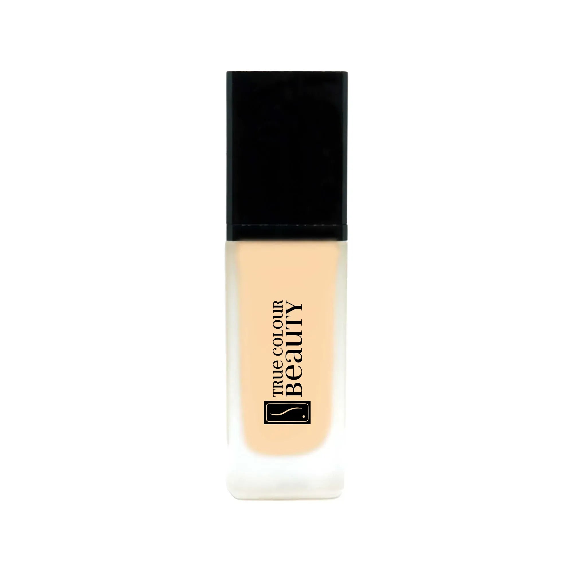 Earthbound Liquid Foundation - Sunset Peach bottle, showcasing eco-friendly packaging. A premium skincare product offering buildable coverage and a natural, dewy finish from True Colour Beauty.