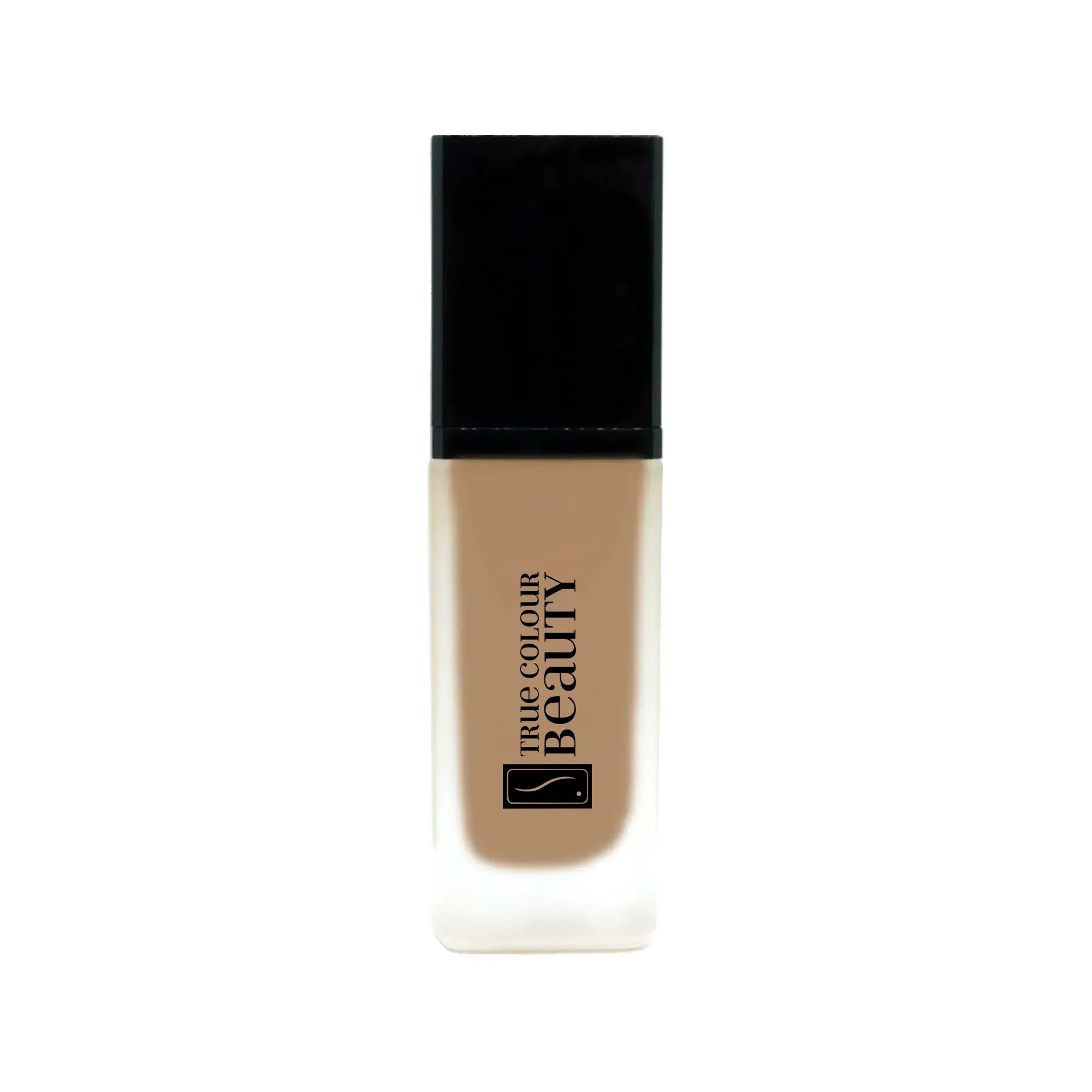 Earthbound Liquid Foundation - Toasted Sandstone bottle, close-up showcasing eco-friendly packaging, suitable for all skin types with buildable coverage and radiant finish.