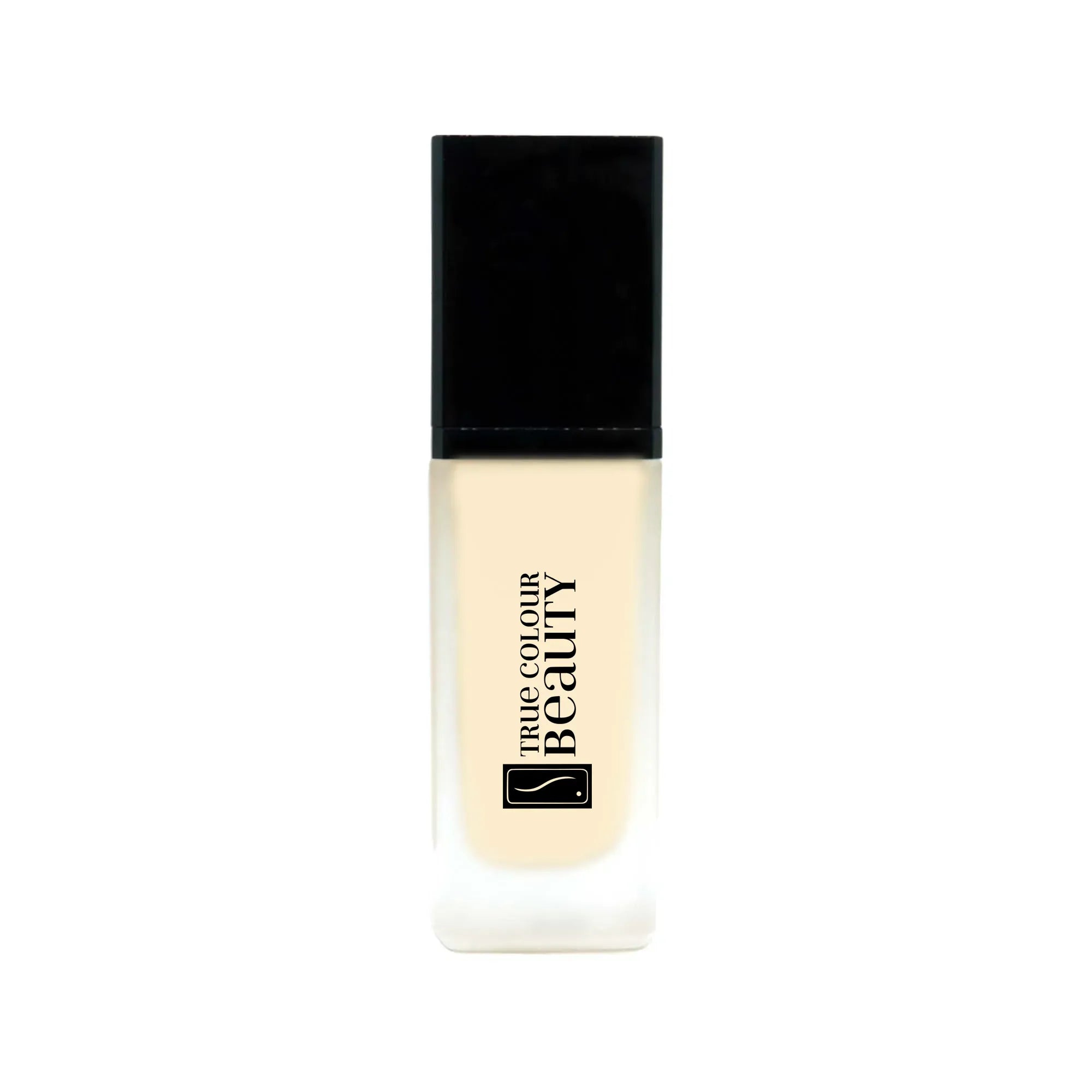 Earthbound Liquid Foundation - Ivory Shell, close-up of the sleek bottle, highlighting its eco-friendly packaging and premium skincare formula from True Colour Beauty.