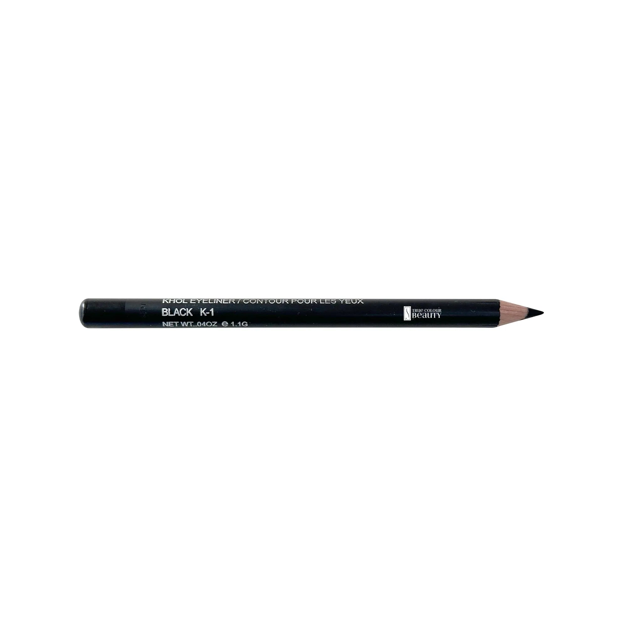 Pro Colour Khol Eyeliner - Deep Black, a black pencil with white text, ideal for bold, long-lasting eye definition and smooth application.