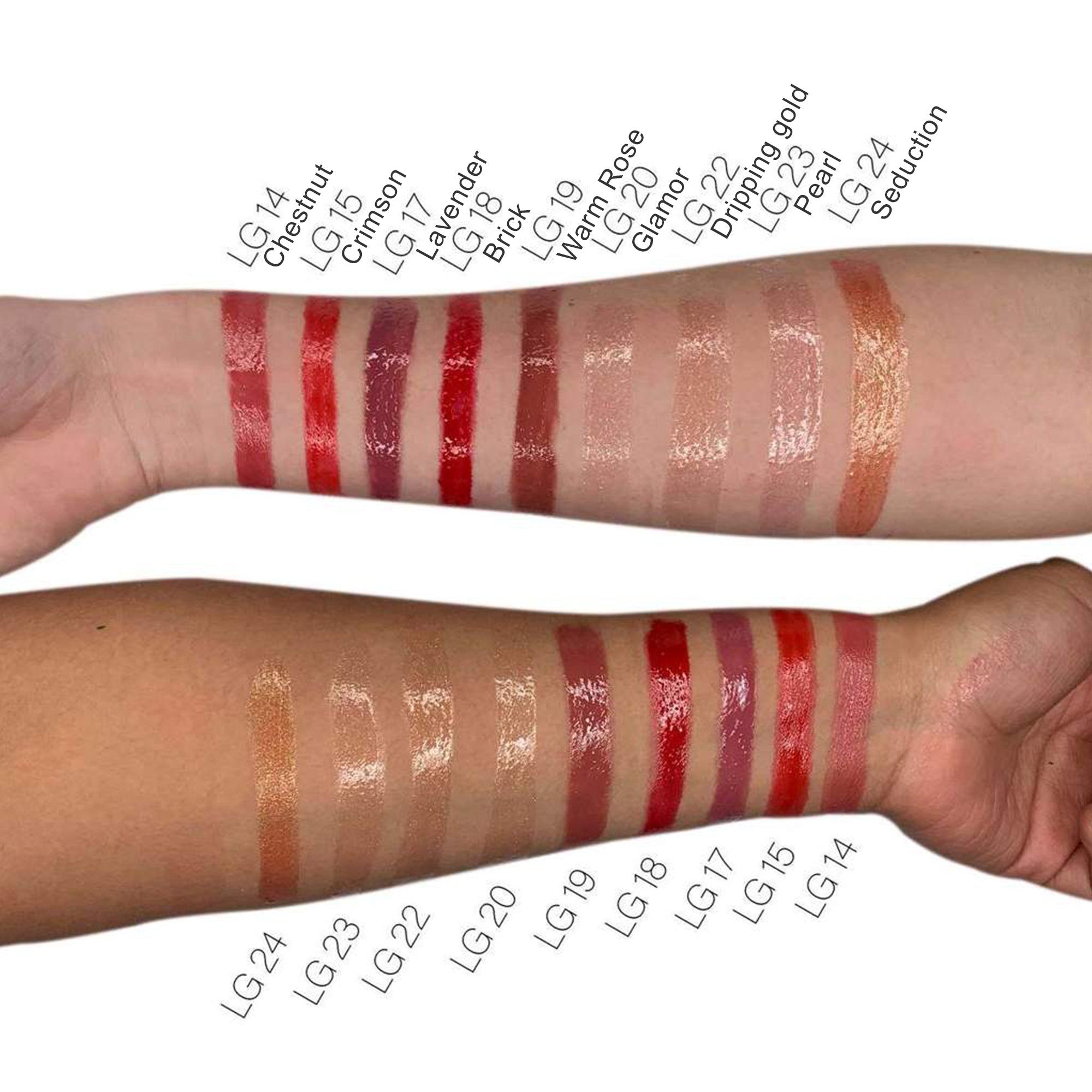 True Shine  Lip Gloss in Coco on arm swatches.