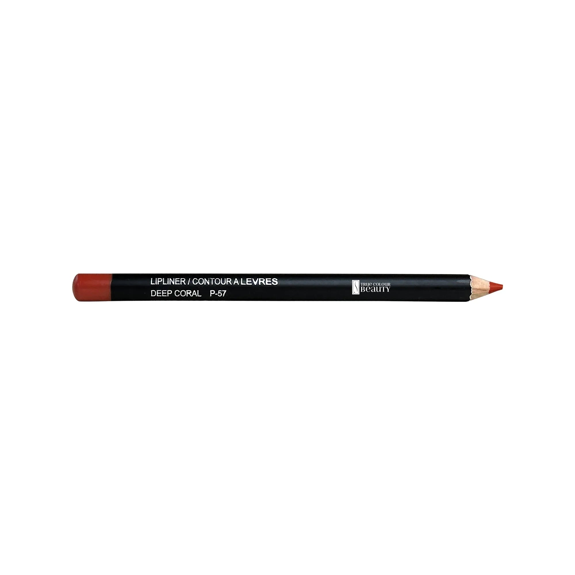 Lip Liner - Burnt Terracotta, a close-up of a precision pencil tip from True Colour Beauty, highlighting its creamy texture and defining capabilities for fuller lips.