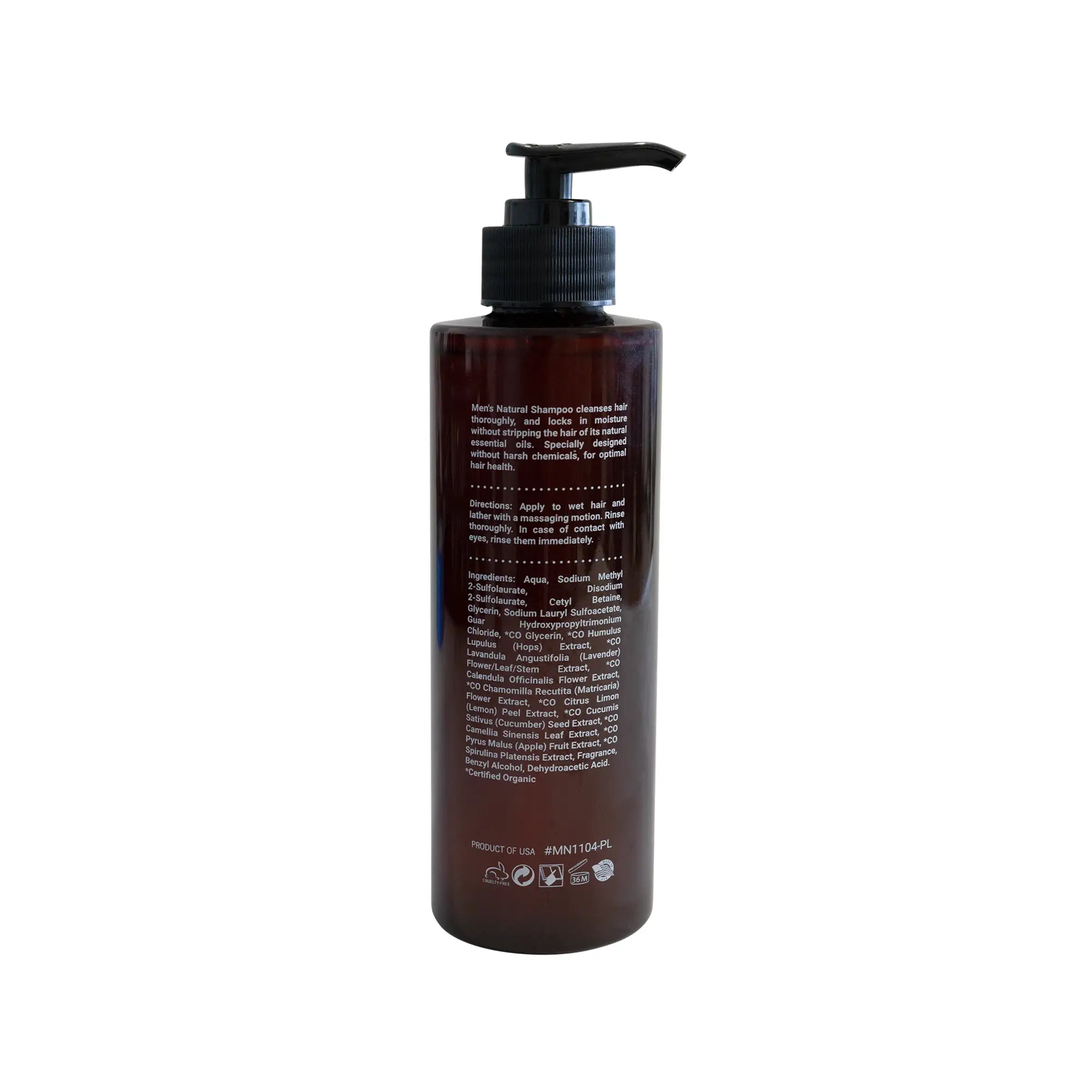 Ingredients display for TCB Men's Daily Shampoo, emphasizing natural components that promote scalp health and hair vitality