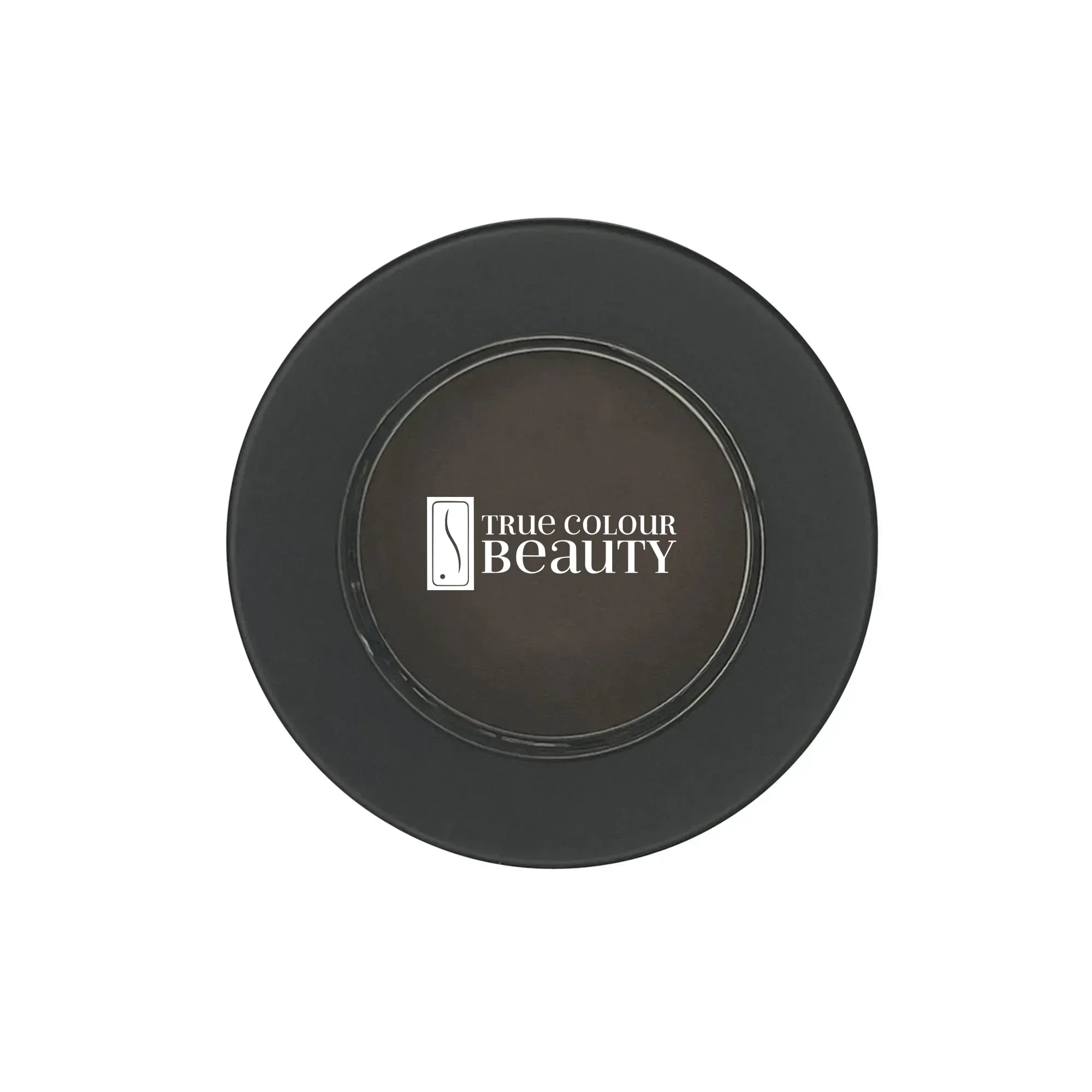 Single Pan Eyeshadow - Deep Earth featuring a black circular logo with white text, representing True Colour Beauty's commitment to pure, sustainable, and cruelty-free makeup.