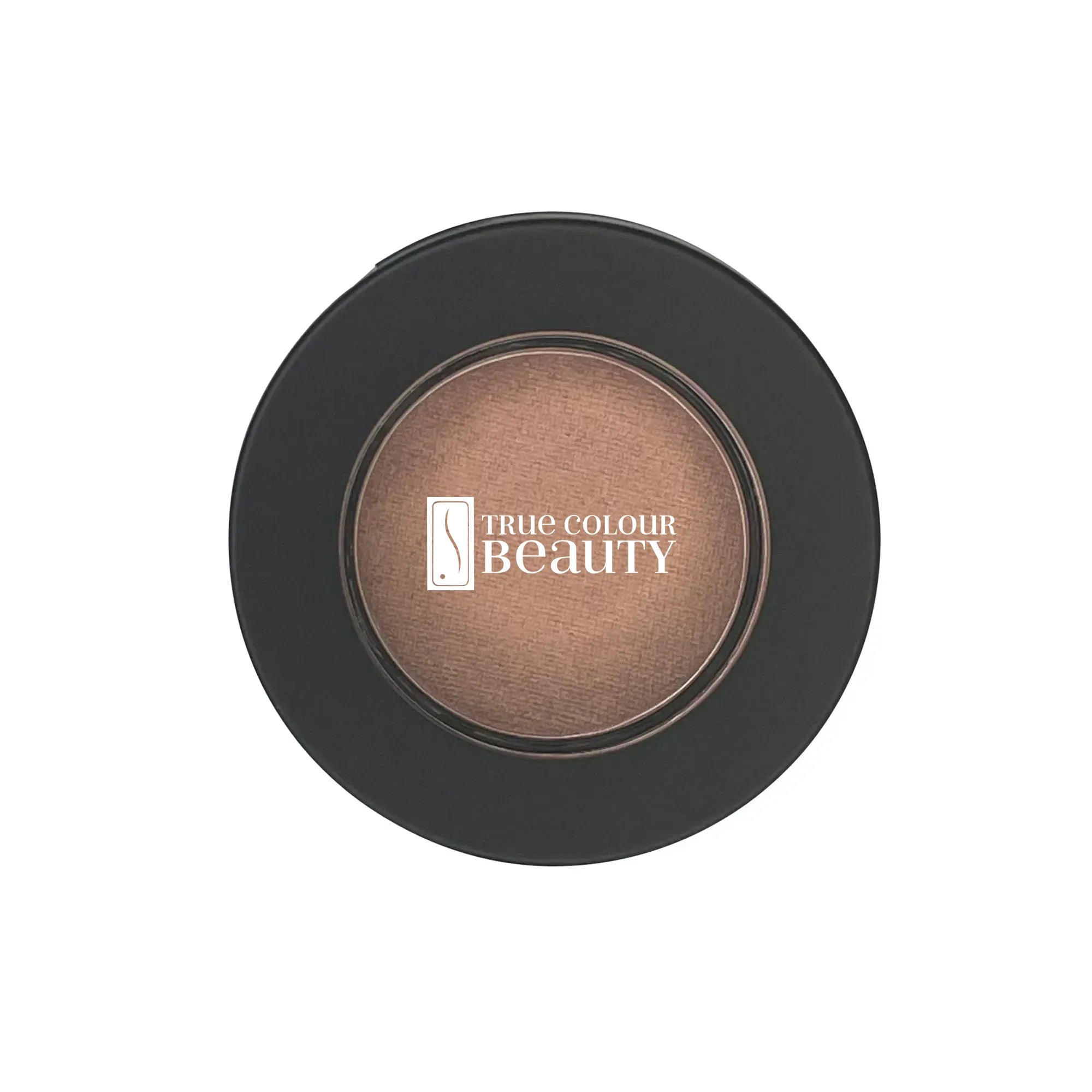 Single Pan Eyeshadow - Sandstone, a finely milled, talc-free cosmetic powder for customizable eye looks, shown in close-up highlighting its texture and quality.