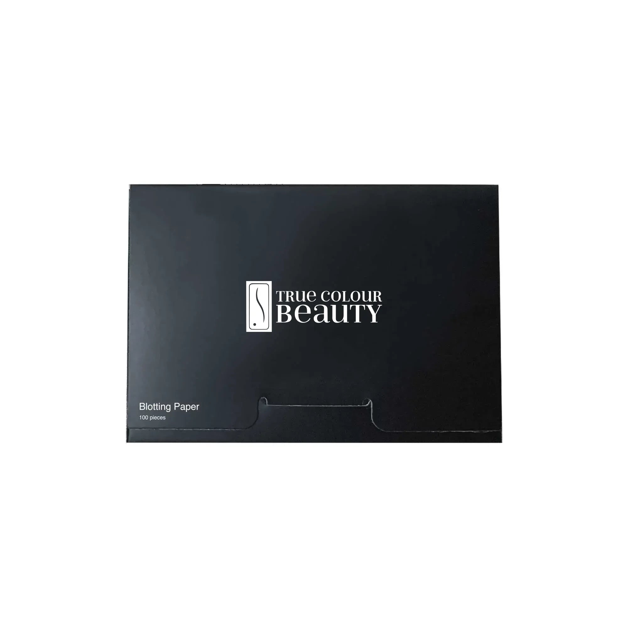 Touch-up Blotting Papers in sleek packaging, featuring white text on black, designed to absorb excess oil without disturbing makeup, ideal for eco-conscious beauty routines.