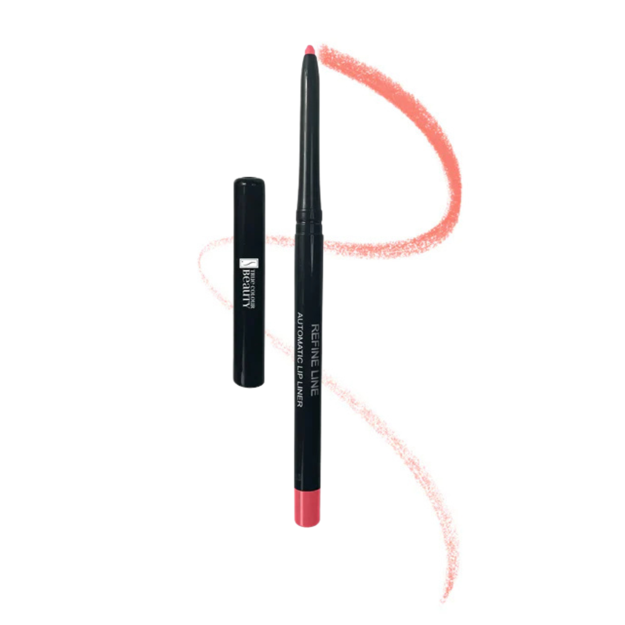 Close-up of the Automatic Refine Lip Liner - Beach Babe with a retractable design, highlighting its creamy texture and precision for defining lips.