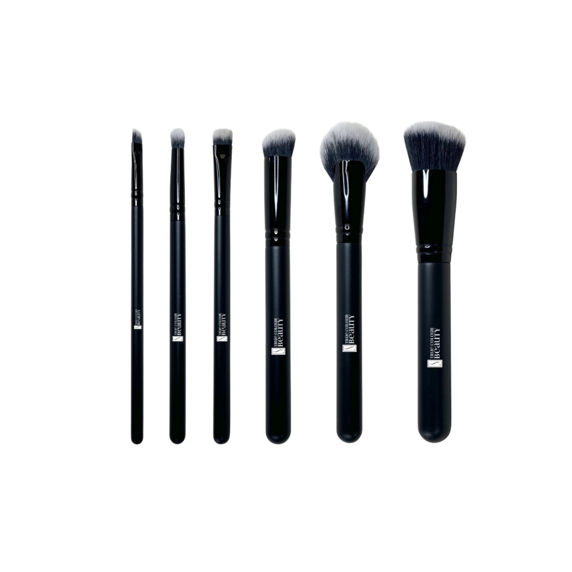 A collection of 6 eco-friendly cosmetic brushes by True Colour Beauty.