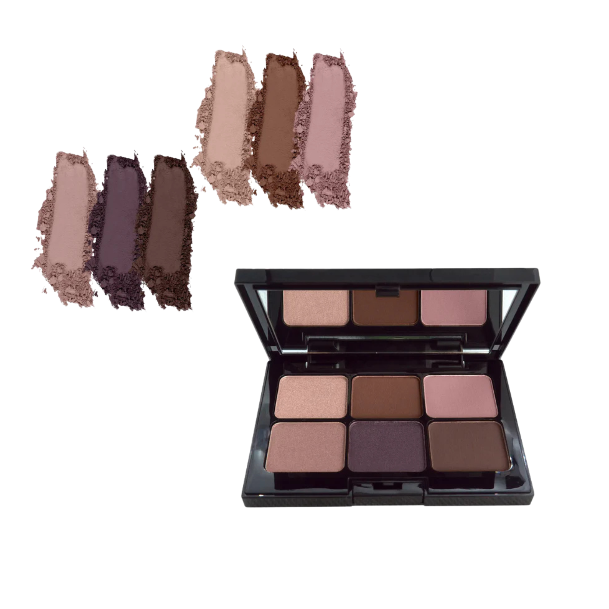 True Colour Pro Eyeshadow Palette - Blushing Clouds, featuring a close-up of creamy, blendable mauve and pink shades in a compact for versatile, crease-resistant looks.