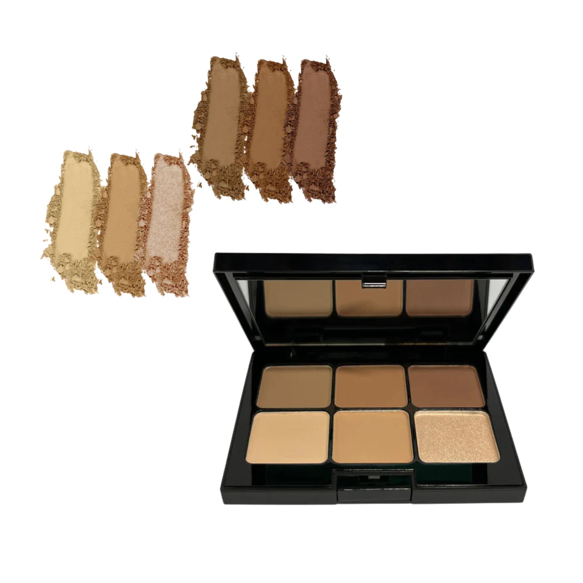 True Colour Pro Eyeshadow Palette - Desert Breeze, featuring close-up of varied shades for warm, inviting looks; perfect for blending and crease-resistant.