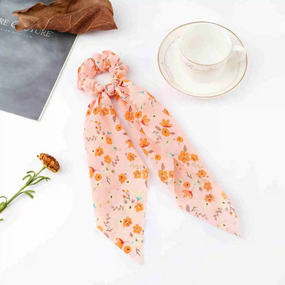 Fashion Print Chiffon Long Ribbon Scrunchies - True Colour Beauty