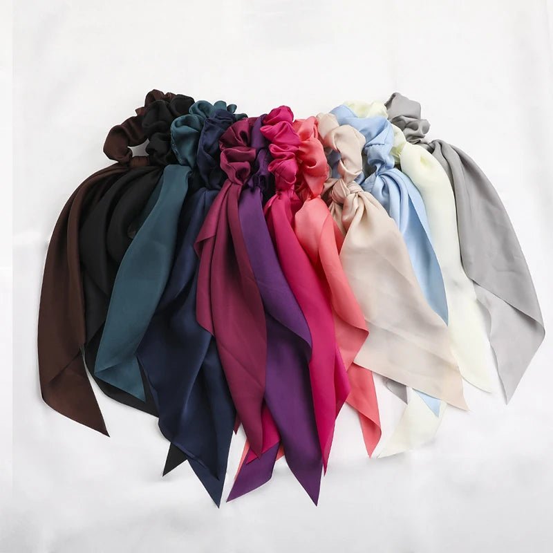 Fashion Print Chiffon Long Ribbon Scrunchies - True Colour Beauty
