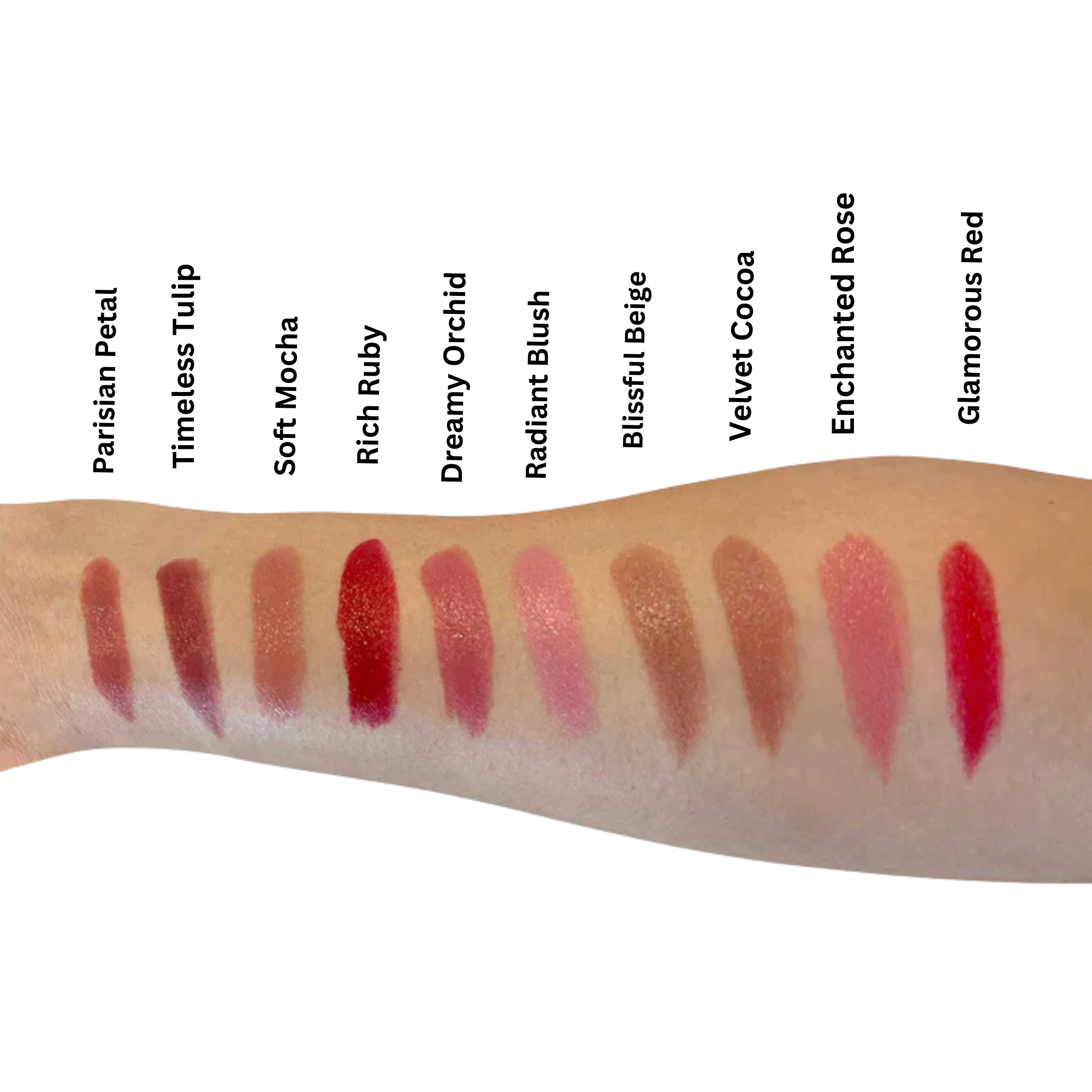 Arm color swatch of True Luxury Lipstick by True Colour Beauty