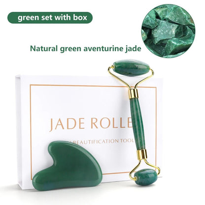 Natural Rose Quartz Jade Roller & Gua Sha Set - True Colour Beauty