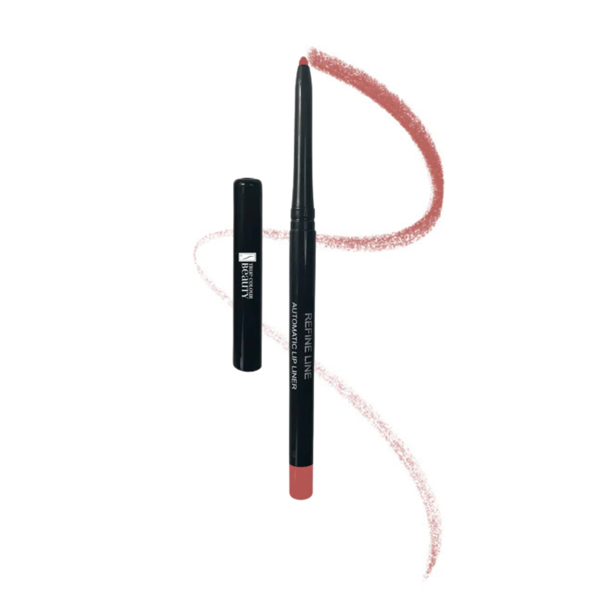 Automatic Refine Lip Liner - Rosebud, close-up view, showcasing its retractable design for precise lip definition, aligning with True Colour Beauty's sustainable and cruelty-free ethos.