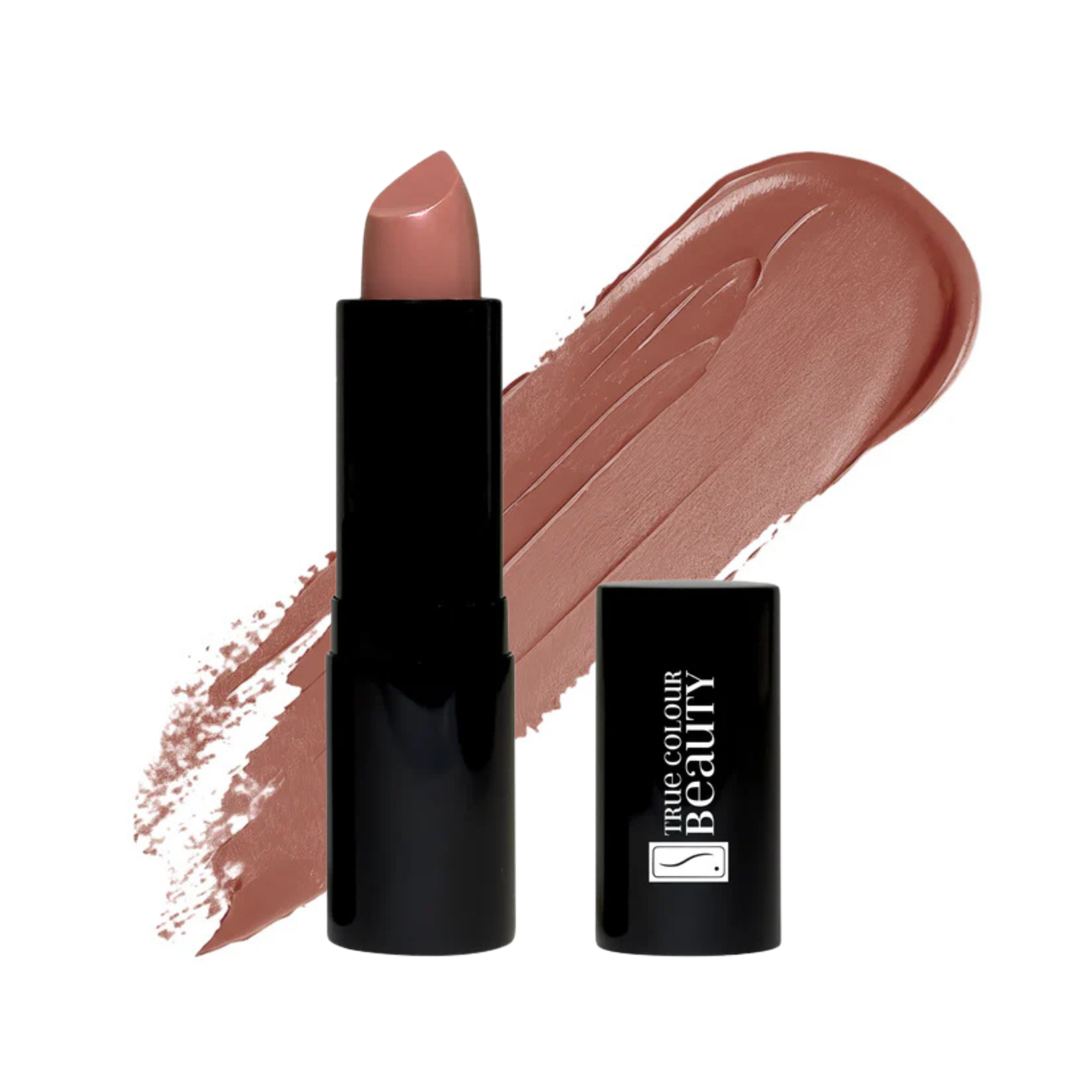 Soft Mocha lipstick placed on a marble counter, highlighting its soft brown color