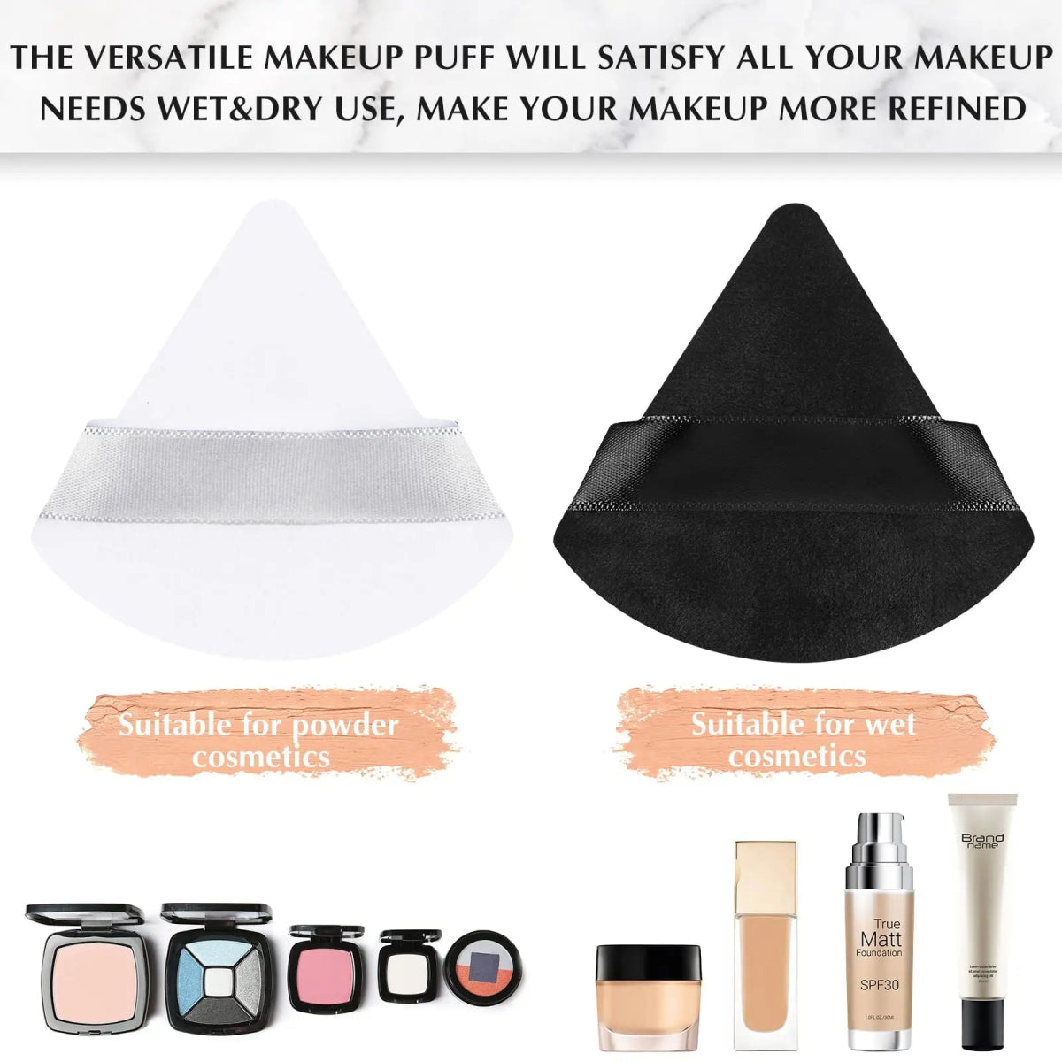 Triangle Makeup Powder Puffs - True Colour Beauty